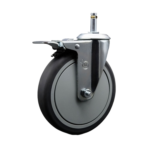 6'' Thermo Rubber Swivel 7/16'' Stem Caster with Total Lock Brake
